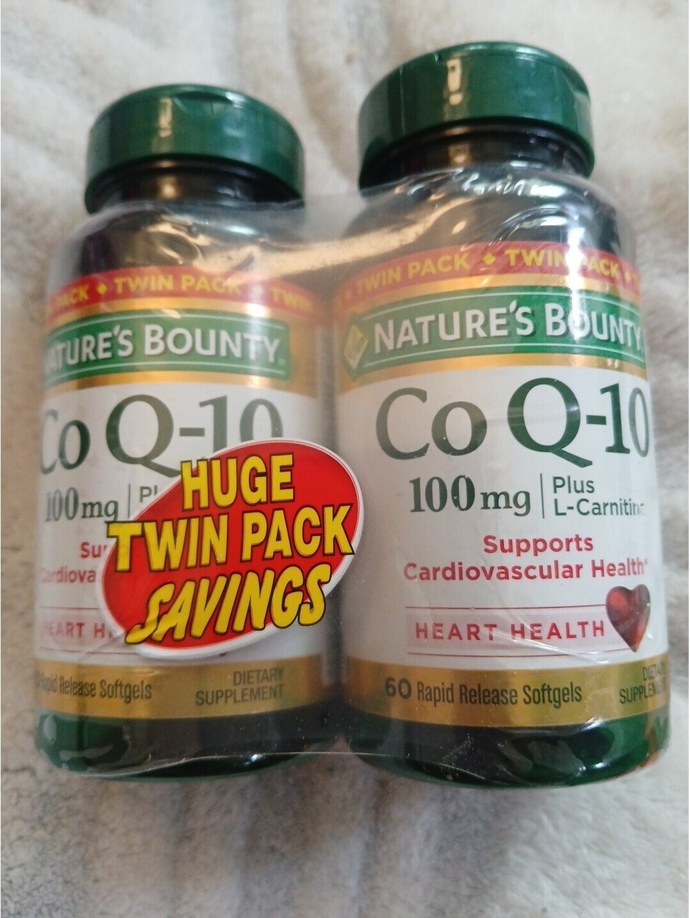 Nature's Bounty Co Q10 100mg Heart Health 60 softgels EXP 11/2027 Lot Of 2